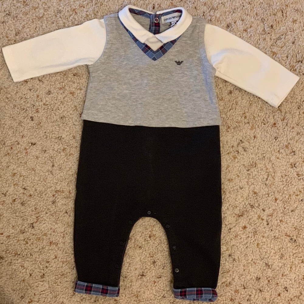 Armani Junior Boys' Sweater Vest Romper - Baby